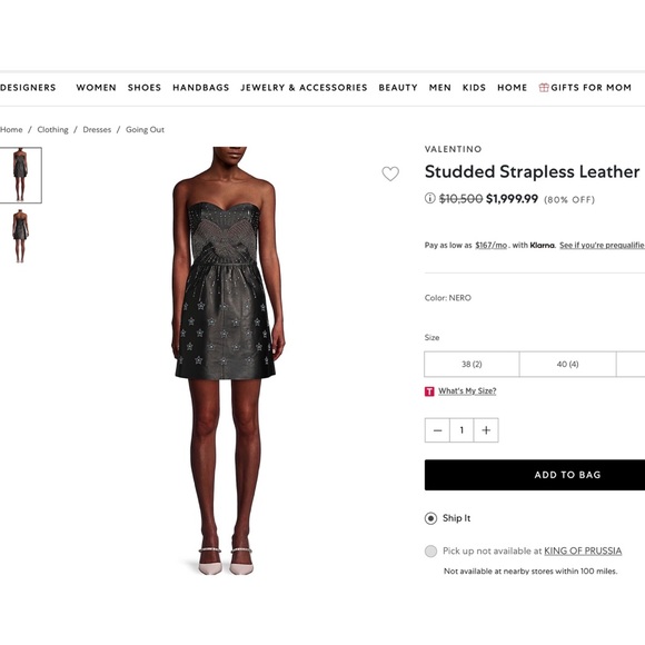 VALENTINO LEATHER STRAPLESS EMBELLISHED DRESS - Picture 8 of 8